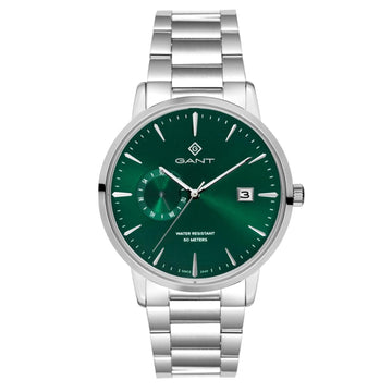 Ρολόι Gant East Hill G165019 με ασημί ατσάλινο μπρασελέ και πράσινο καντράν διαμέτρου 43mm.